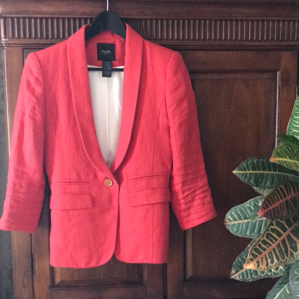 Linen Smythe blazer Size 6 coral red